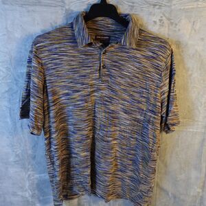 Johnston & Murphy Polo Shirt Mens XL Multicolor Striped Performance Golf Casual